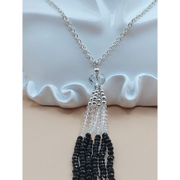 Swarovski Elements Crystal Chain Lariat Tassel 34" Flapper Style Necklace - Picture 6 of 7